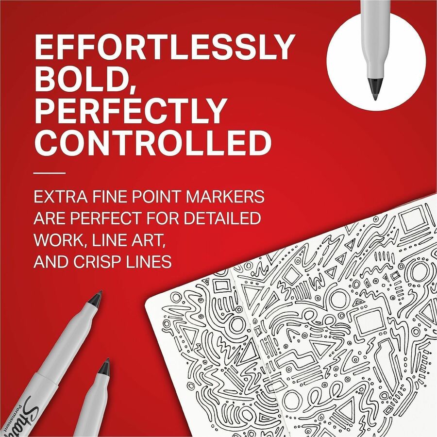 Sharpie X-fine Point Permanent Marker - Extra Fine Marker Point - Black Ink - Plastic Barrel - Multipurpose - 5 / Pack