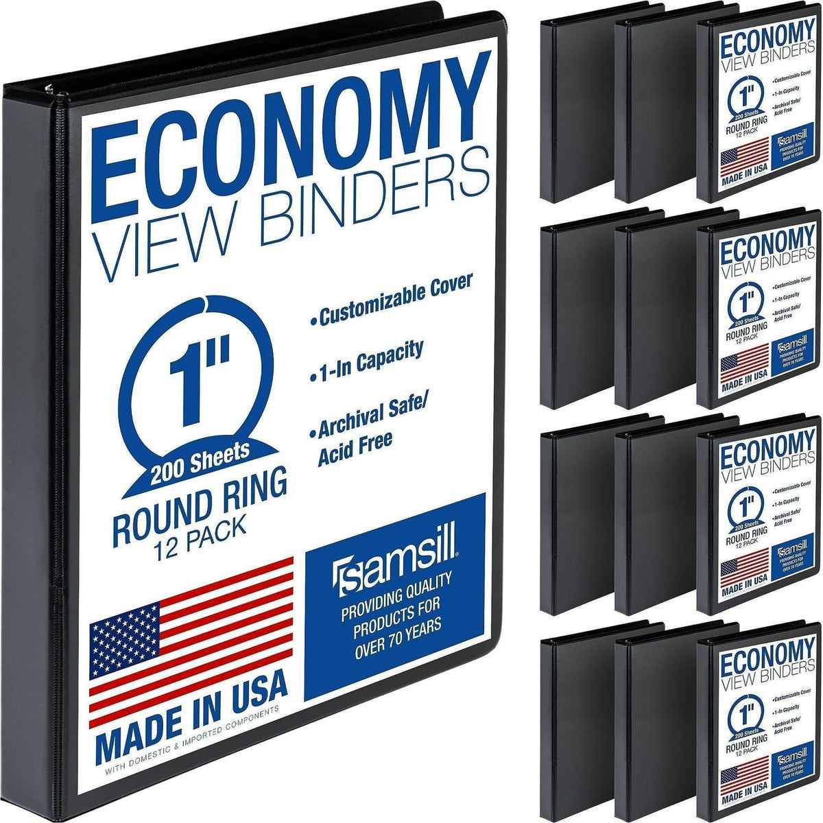 Samsill Light-Duty 3-Ring Binders - 1" Binder Capacity - Letter - 8 1/2" x 11" Sheet Size - 200 Sheet Capacity - 3 Ring 