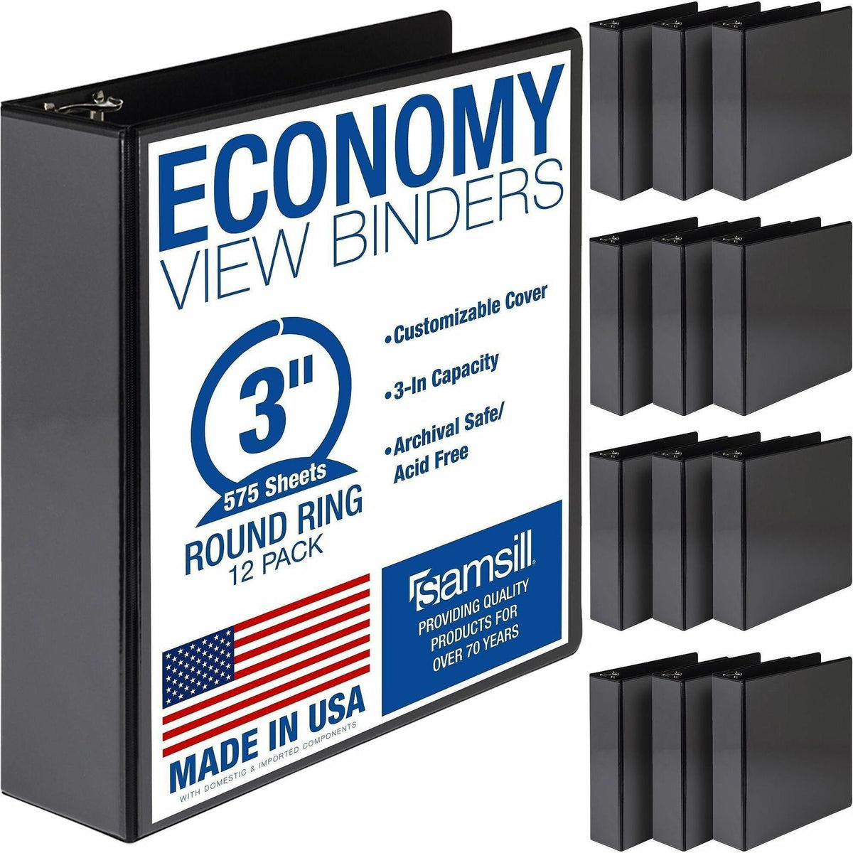 Samsill Light-Duty 3-Ring Binders - 3" Binder Capacity - Letter - 8 1/2" x 11" Sheet Size - 550 Sheet Capacity - 3 Ring 