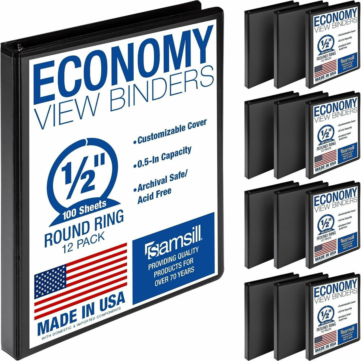 Samsill Light-Duty 3-Ring Binders - 1/2" Binder Capacity - Letter - 8 1/2" x 11" Sheet Size - 100 Sheet Capacity - 3 Rin