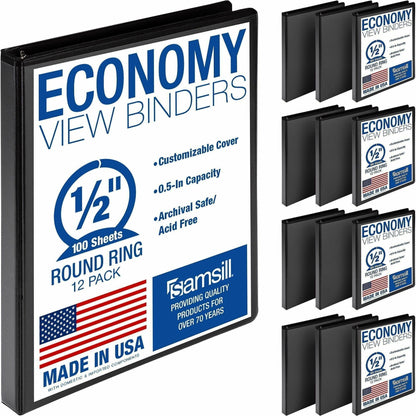 Samsill Light-Duty 3-Ring Binders - 1/2" Binder Capacity - Letter - 8 1/2" x 11" Sheet Size - 100 Sheet Capacity - 3 Rin