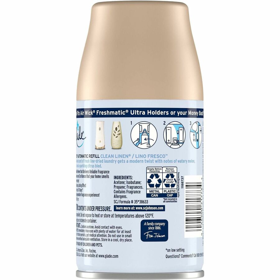 Glade Automatic Spray Refills - Spray - 6.2 fl oz (0.2 quart) - Clean Linen - 70 Day