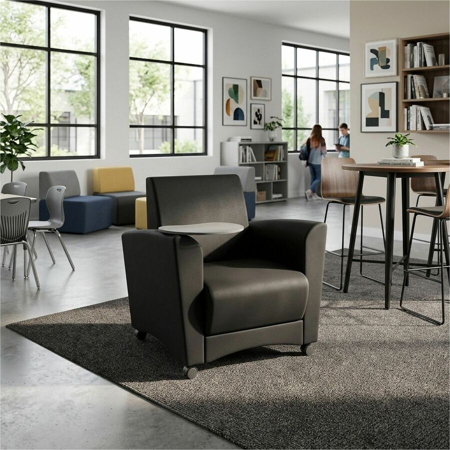 Learniture Shapes Series II Common Area Chair w/Tablet Arm - Foam, Vinyl, Polyurethane Seat Material - Wood Frame Materi