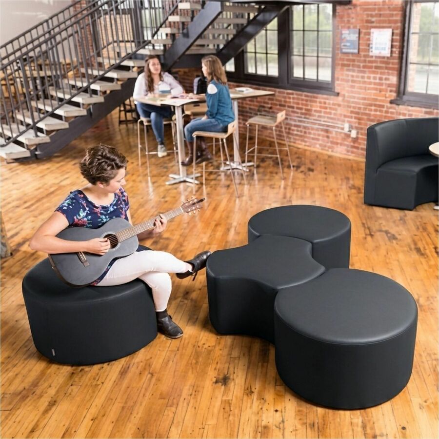 Learniture Shapes Series II Crescent Soft Seating - Vinyl Seat Material - Engineered Wood Frame Material - Black Smooth 