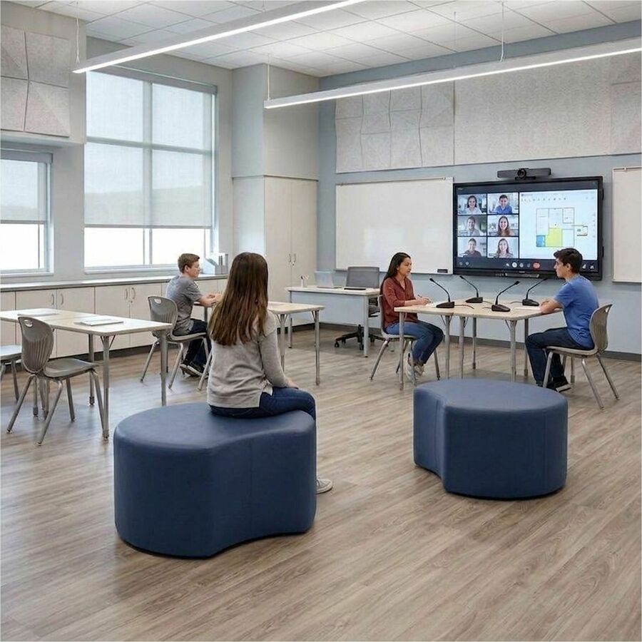 Learniture Shapes Series II Crescent Soft Seating - Vinyl Seat Material - Engineered Wood Frame Material - Navy - Foam
