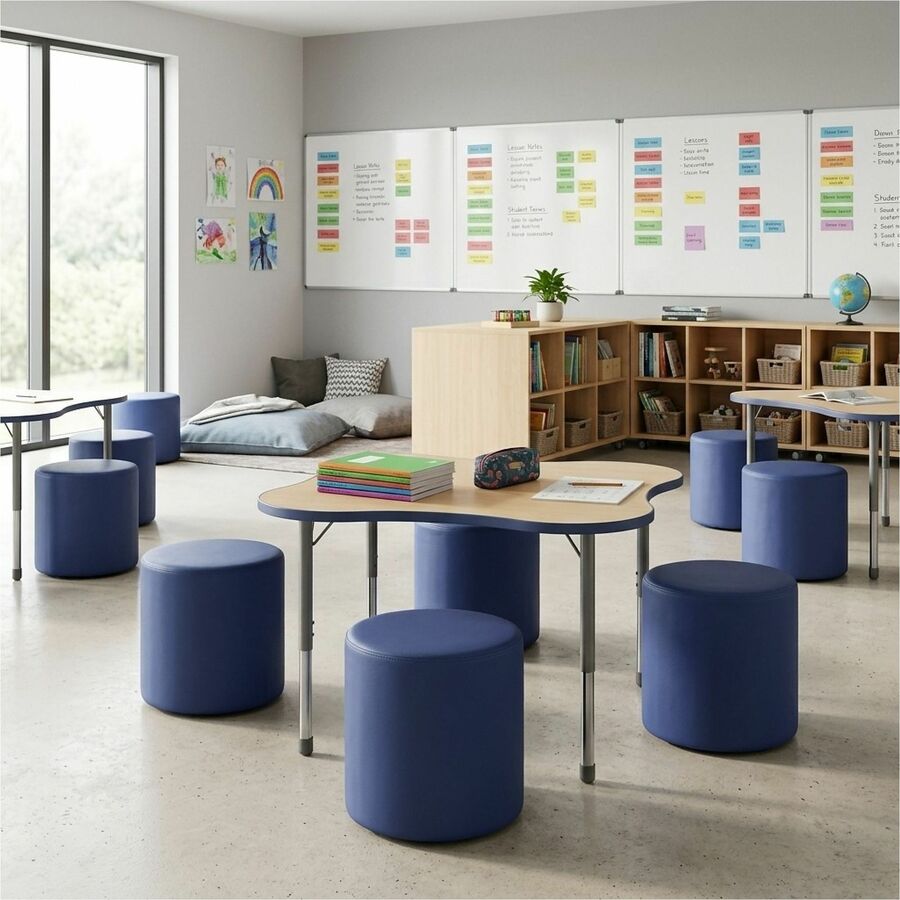 Learniture Shapes Series II Modular Soft Seating - Vinyl Seat Material - Engineered Wood Frame Material - Navy - Foam