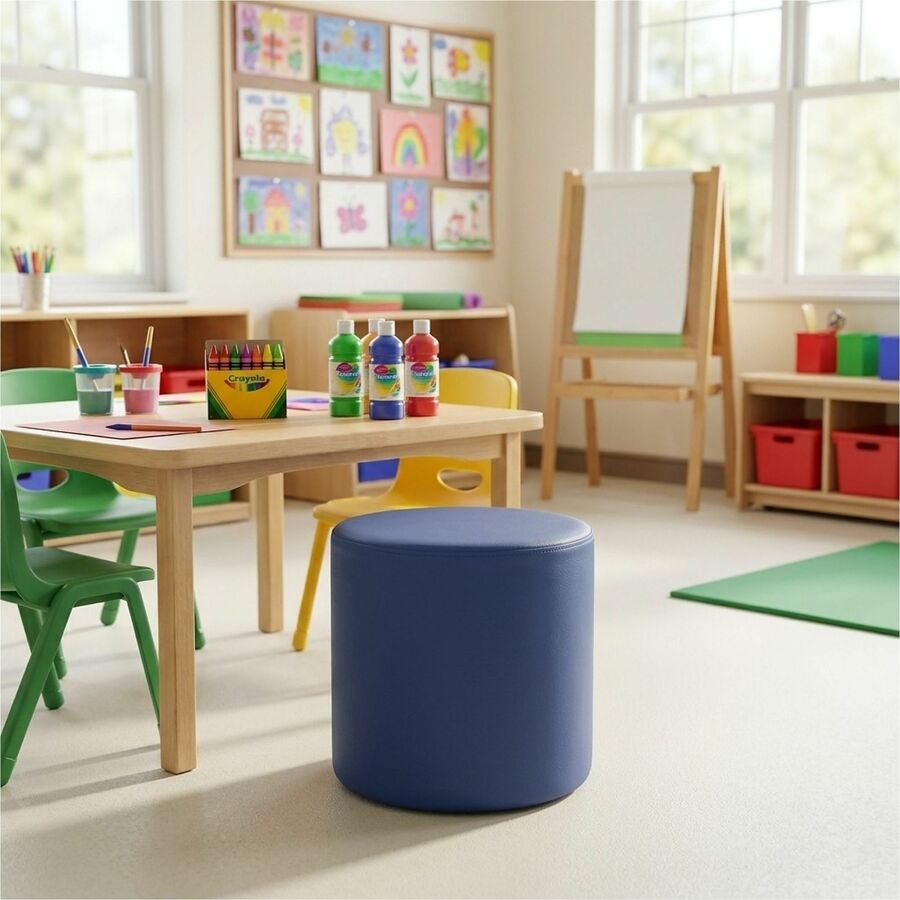 Learniture Shapes Series II Modular Soft Seating - Vinyl Seat Material - Engineered Wood Frame Material - Navy - Foam
