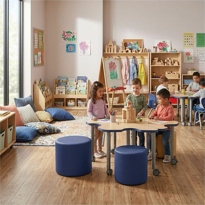 Learniture Shapes Series II Modular Soft Seating - Vinyl Seat Material - Engineered Wood Frame Material - Navy - Foam