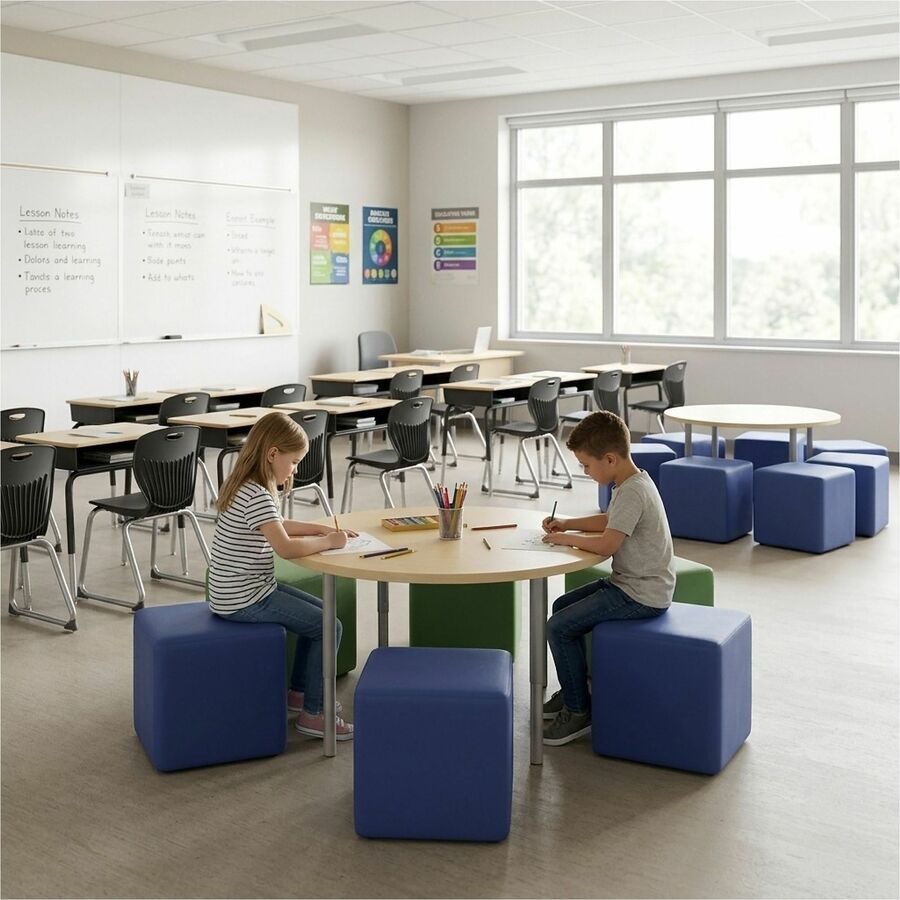 Learniture Shapes Series II Modular Cube Soft Seating - Vinyl Seat Material - Engineered Wood Frame Material - Navy - Fo