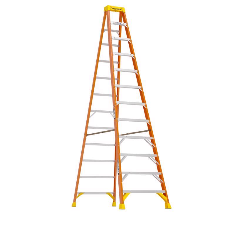 Werner 12 ft. H Fiberglass Step Ladder Type IA 300 lb. cap.