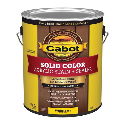 Cabot Solid Color Acrylic Stain & Sealer Solid Tintable White Base Water-Based Acrylic Deck Stain 1