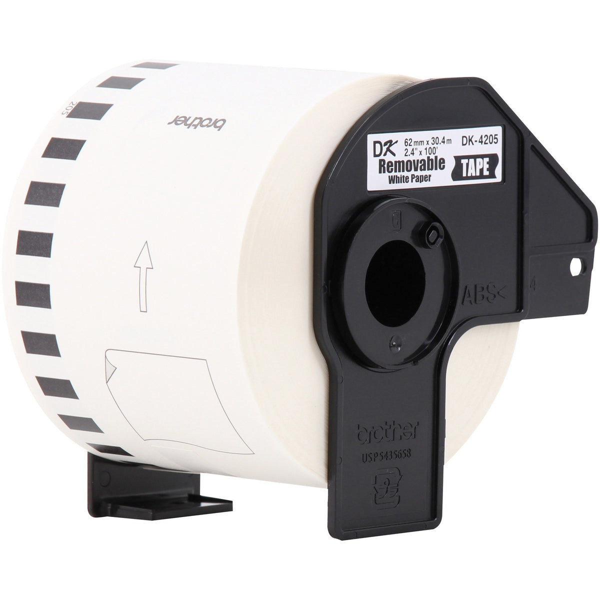 Brother Continuous Length White Film DK Tape - 2 1/2" Width x 100 ft Length - Removable Adhesive - Direct Thermal - Whit