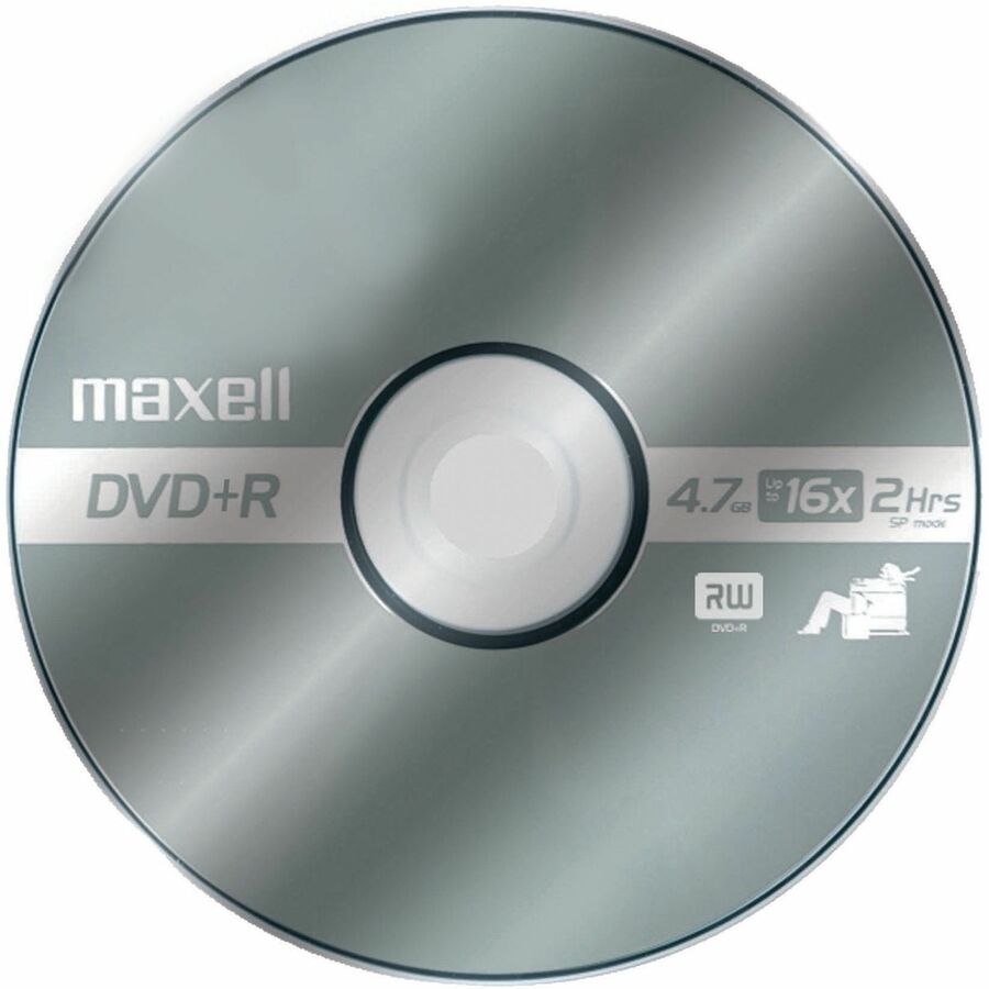 Maxell DVD Recordable Media - DVD+R - 16x - 4.70 GB - 1 Pack - Silver - 120mm - 2 Hour Maximum Recording Time