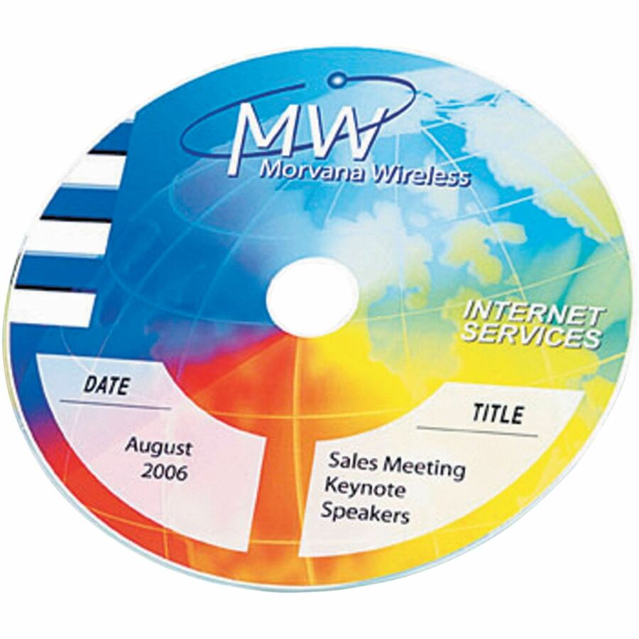 Avery® Optical Disc Label - Permanent Adhesive - Inkjet, Laser - Matte - Matte White - Paper - 2 / Sheet - 20 Total Shee