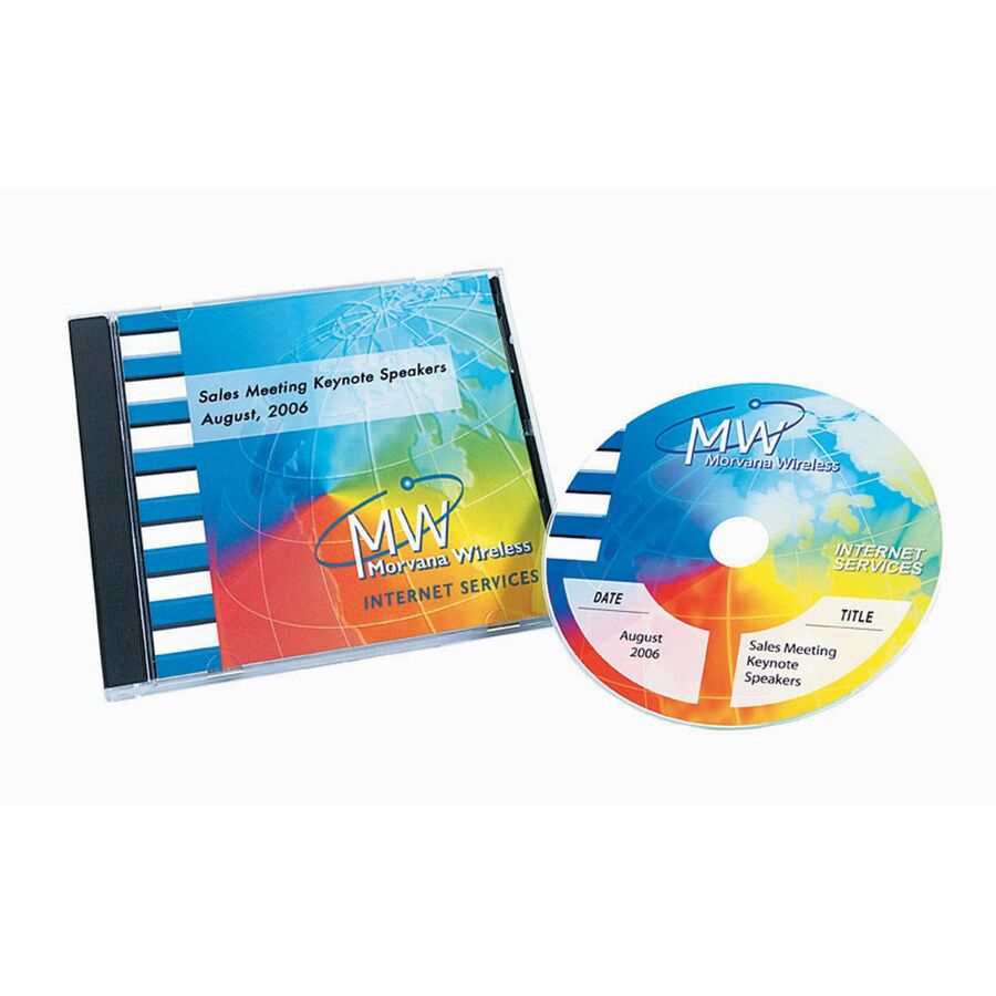 Avery® Optical Disc Label - Permanent Adhesive - Inkjet, Laser - Matte - Matte White - Paper - 2 / Sheet - 20 Total Shee