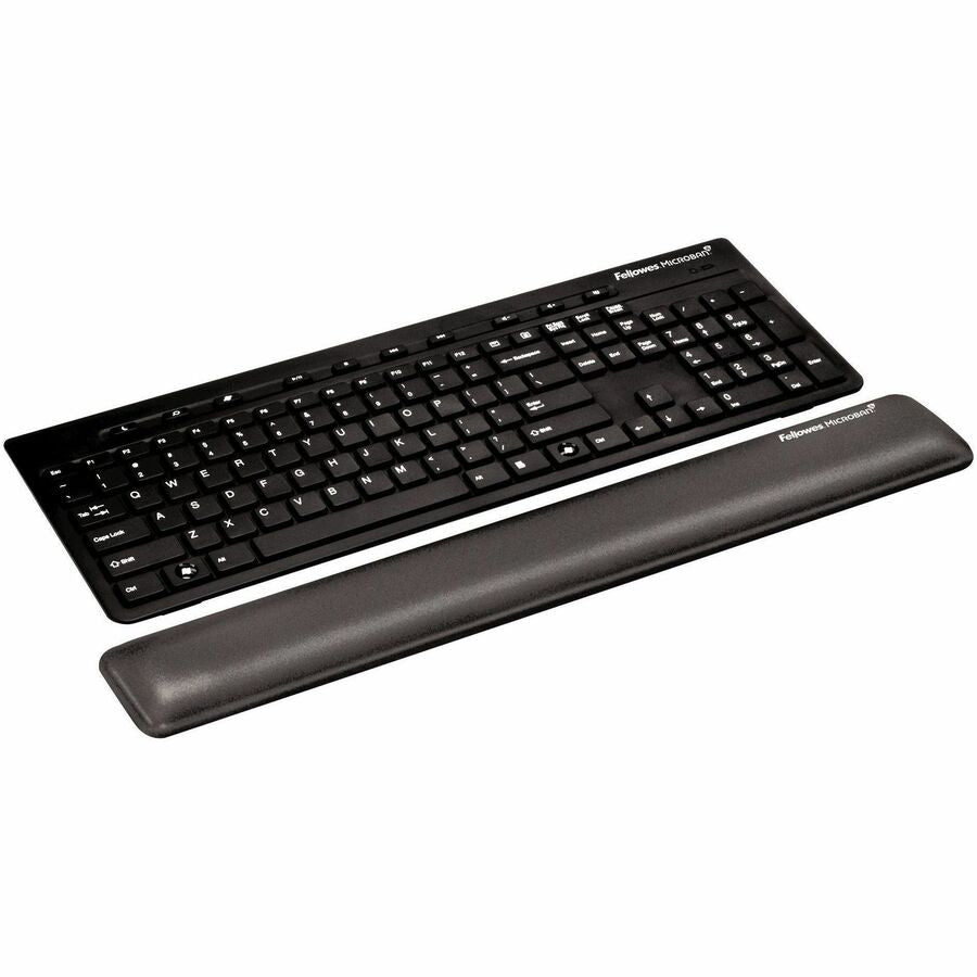 Fellowes Microban Protection Wrist Support - 0.56" Height x 18.38" Width x 2.75" Depth - Graphite - Gel, Polyester - 1 E