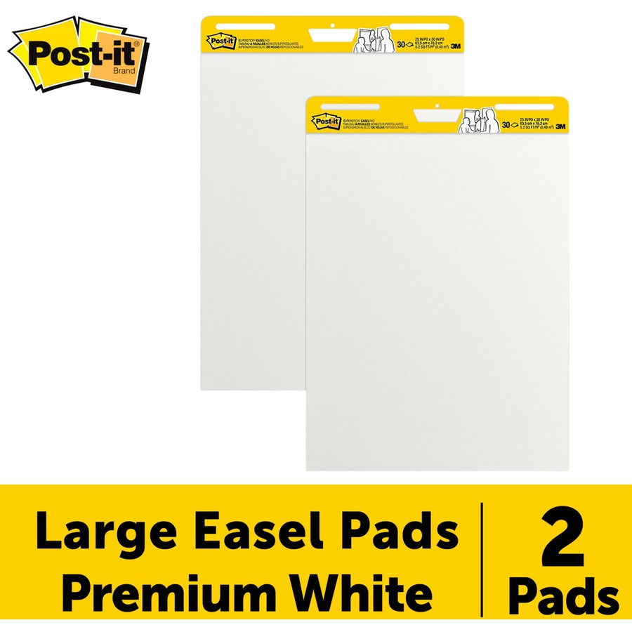Post-it® Self-Stick Easel Pads - 30 Sheets - Plain - Stapled - 18.50 lb Basis Weight - 25" x 30" Sheet Size - White Pape