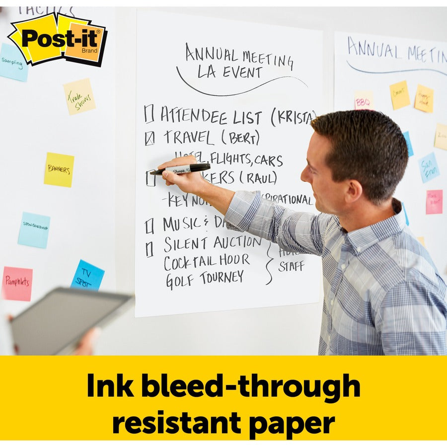Post-it® Self-Stick Easel Pads - 30 Sheets - Plain - Stapled - 18.50 lb Basis Weight - 25" x 30" Sheet Size - White Pape