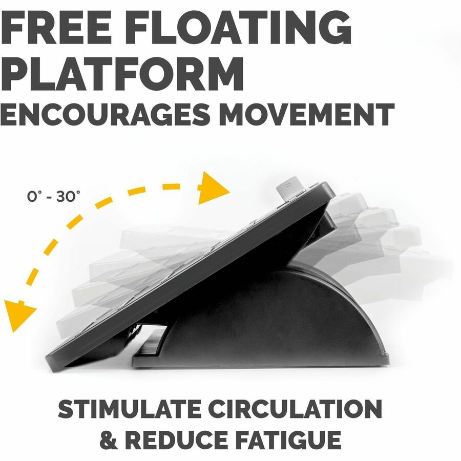 Fellowes Office Suites Adjustable Footrest - 30° Tilt - Black, Silver - Plastic - 1 Each