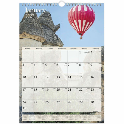 At-A-Glance Scenic Wall Calendar - Medium - Julian Dates - Monthly - 12 Month - January 2027 to December 2027 - 1 Month 