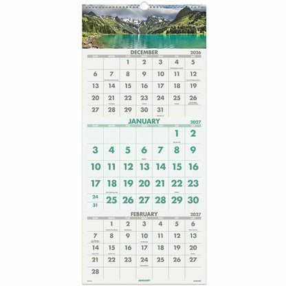 At-A-Glance Scenic 3-Month Wall Calendar - Large - Monthly - 14 Month - December 2026 to January 2028 - 3 Month Single P