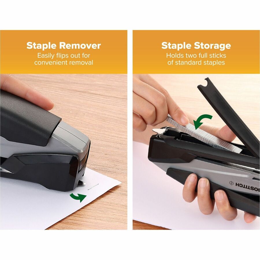 Bostitch InPower Spring-Powered Antimicrobial Desktop Stapler - Staples Upto 20 Sheet - Holds Upto 210 Staple - Full Str