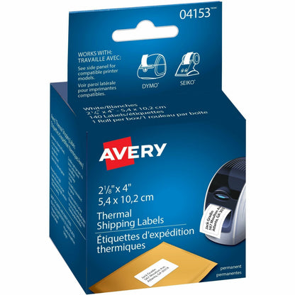 Avery® Shipping Labels - - HeightPermanent Adhesive - Thermal - White - Water Resistant - 140 / Sheet - 140 / Box