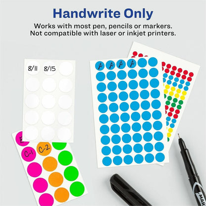 Avery® Color-Coding Labels - 1/2" Diameter - Removable Adhesive - Round - Orange - Paper - 60 / Sheet - 840 / Pack