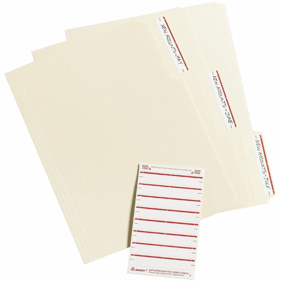Avery® Permanent File Folder Labels - 11/16" Width x 3 7/16" Length - Permanent Adhesive - Rectangle - Laser, Inkjet - D