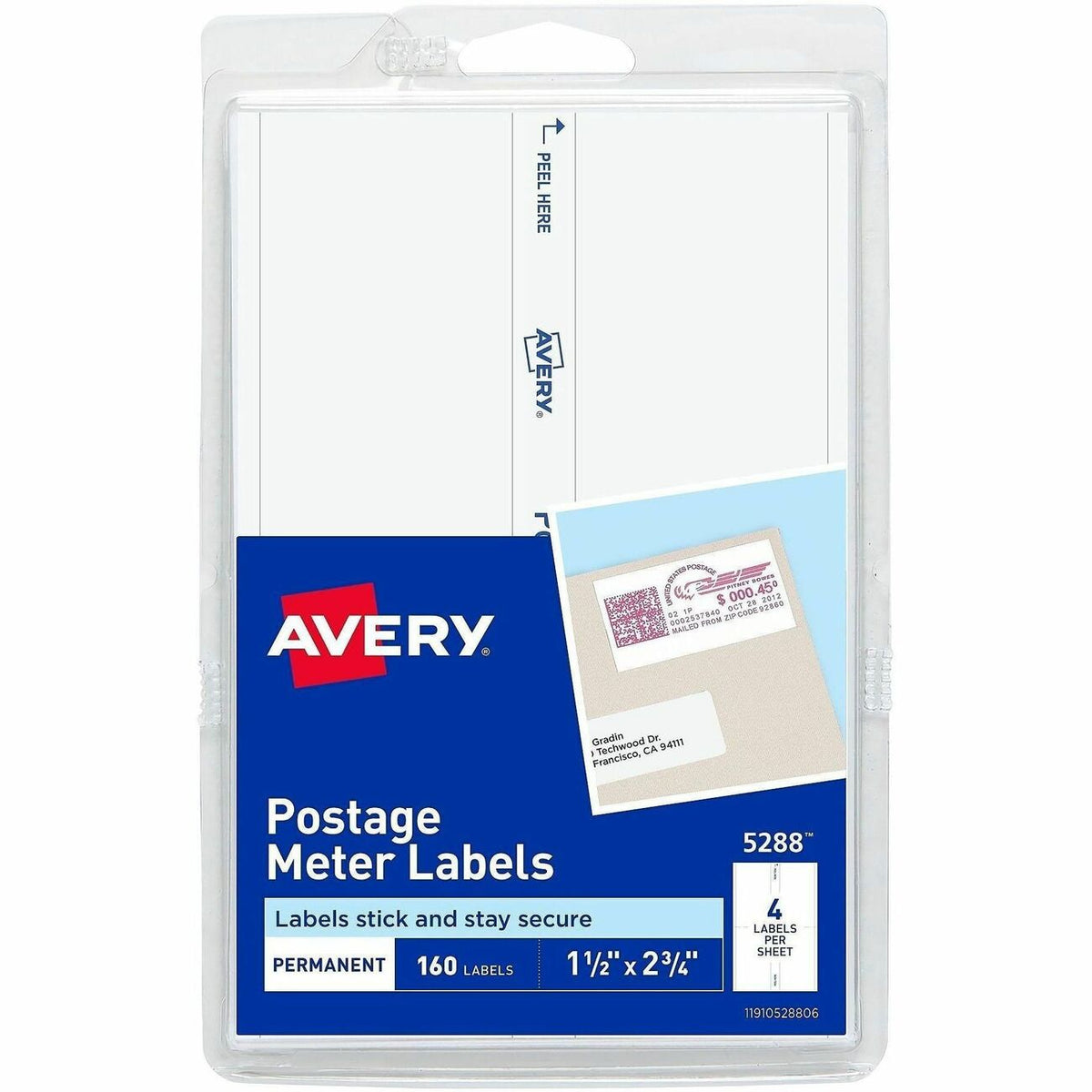 Avery® Address Label - 1 1/2" Width x 2 3/4" Length - Permanent Adhesive - Rectangle - White - Paper - 4 / Sheet - 40 To