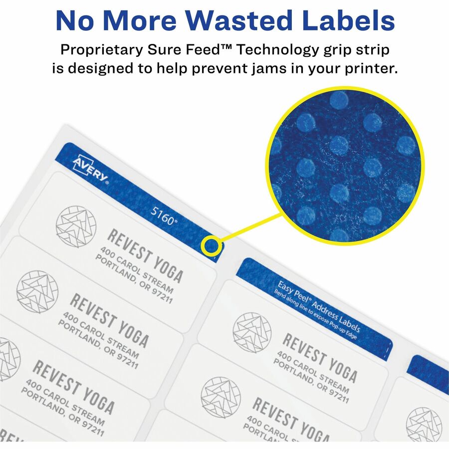 Avery® Round High Visibility Labels - 1 21/32" Diameter - Permanent Adhesive - Round - Laser, Inkjet - White - Paper - 2