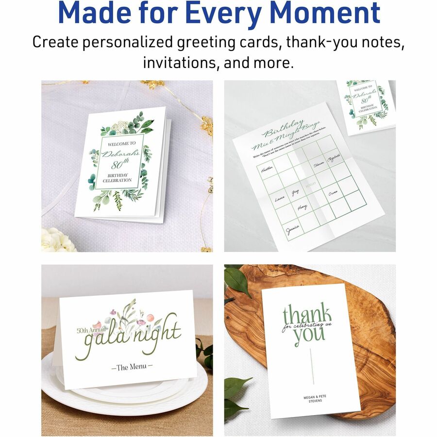Avery® Printable Note Cards, Two-Sided Printing, 4-1/4" x 5-1/2" , 60 Cards (5315) - 97 Brightness - 4 1/4" x 5 1/2" - 8