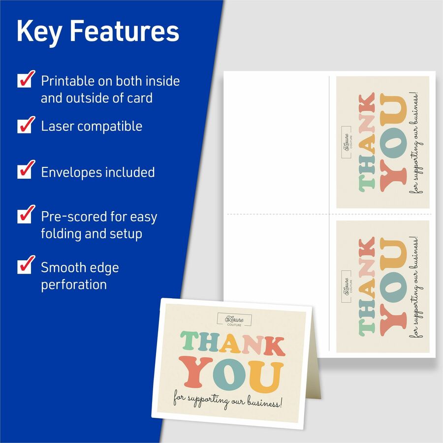 Avery® Printable Note Cards, Two-Sided Printing, 4-1/4" x 5-1/2" , 60 Cards (5315) - 97 Brightness - 4 1/4" x 5 1/2" - 8
