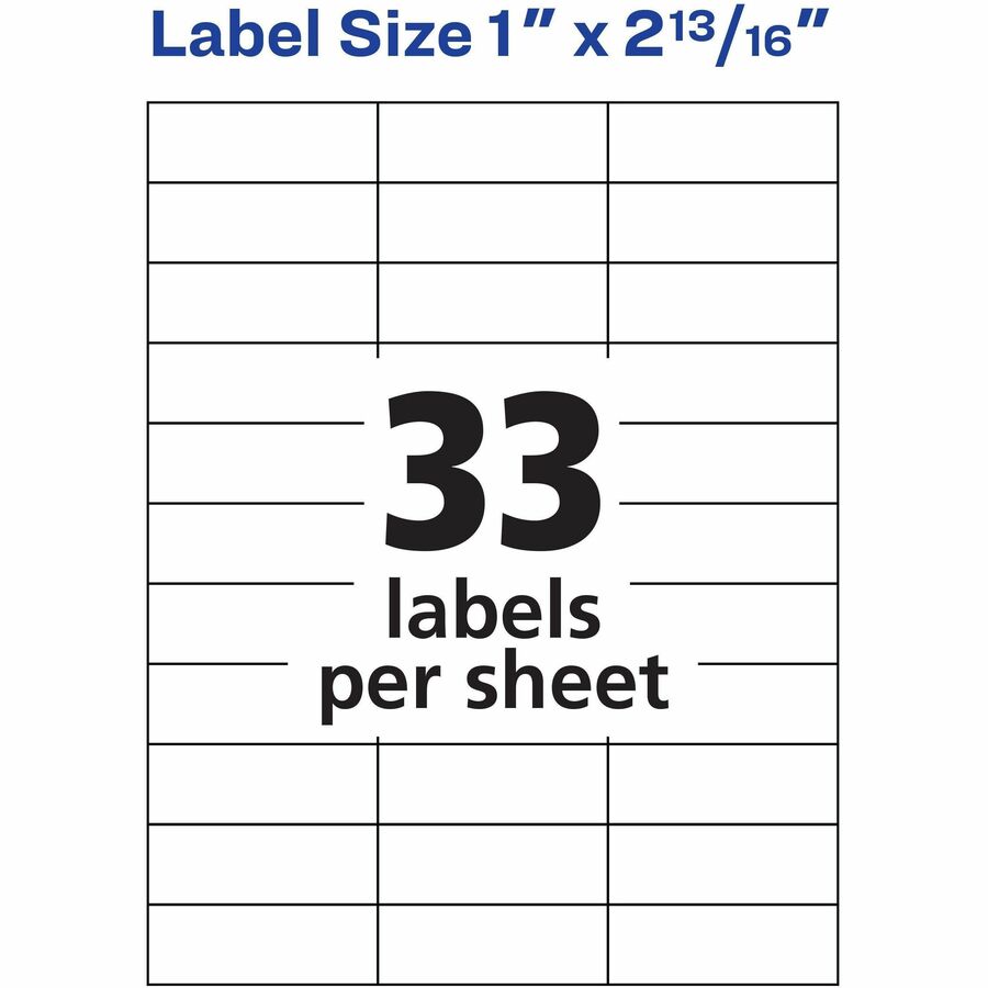 Avery® Copier Address Labels - 1" Width x 2 13/16" Length - Permanent Adhesive - Rectangle - Matte - White - Paper - 33 