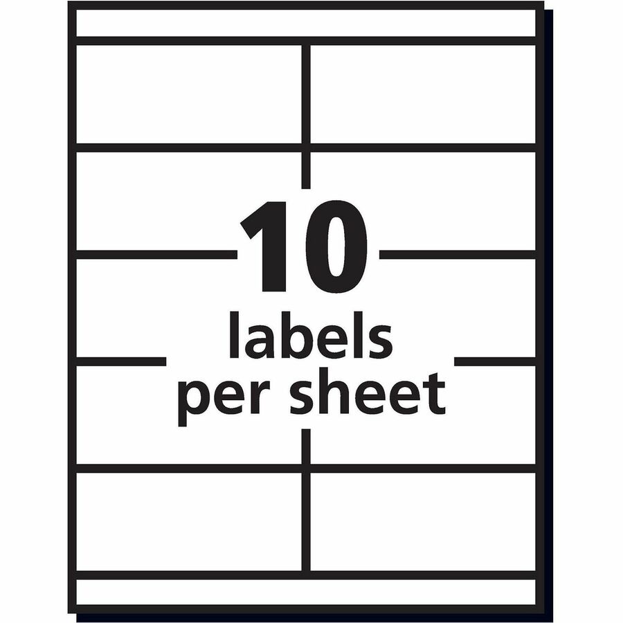 Avery® Shipping Label - 2" Width x 4 1/4" Length - Permanent Adhesive - Rectangle - Matte - White - Paper - 10 / Sheet -