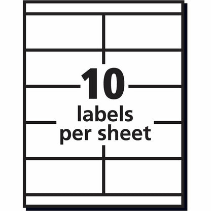 Avery® Shipping Label - 2" Width x 4 1/4" Length - Permanent Adhesive - Rectangle - Matte - White - Paper - 10 / Sheet -