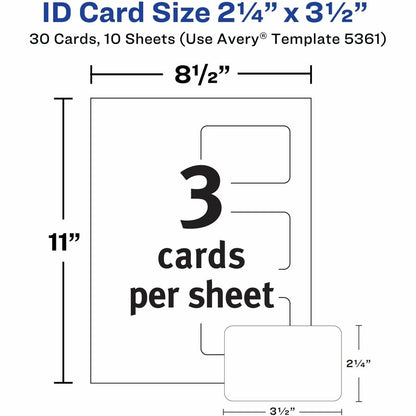 Avery® Self-laminating ID Cards - 2" Width x 3.3" Height - Self Sticking - 30 / Box