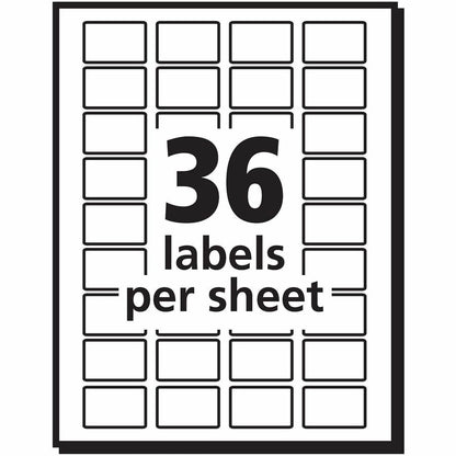 Avery® Removable ID Labels - 1/2" Width x 3/4" Length - Removable Adhesive - Rectangle - Laser, Inkjet - White - 1008 / 