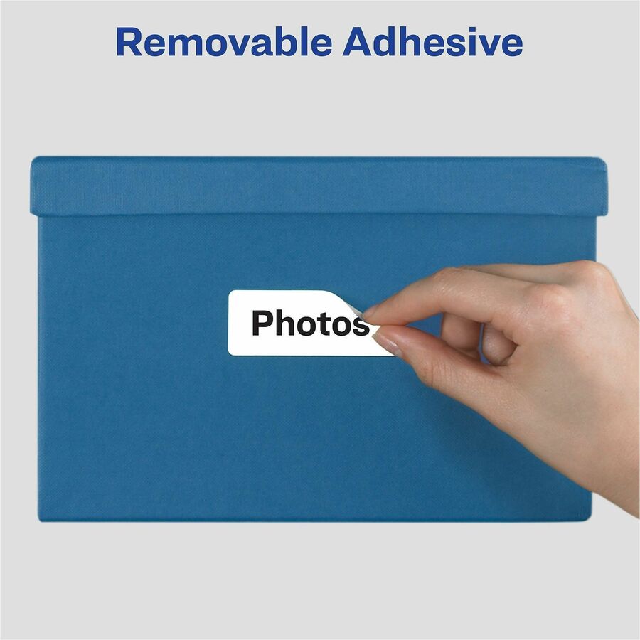 Avery® Removable ID Labels - 3" Width x 1" Length - Removable Adhesive - Rectangle - Laser, Inkjet - White - 250 / Pack