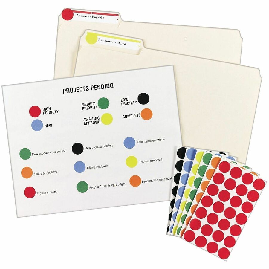 Avery® Color-Coding Labels - 3/4" Diameter - Removable Adhesive - Round - Laser, Inkjet - Black - Paper - 28 / Sheet - 1