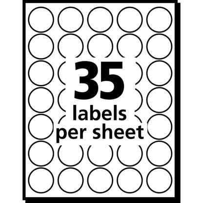 Avery® Color Coded Label - 3/4" Diameter - Removable Adhesive - Round - Green, Light Blue, Red, Yellow - Film - 35 / She