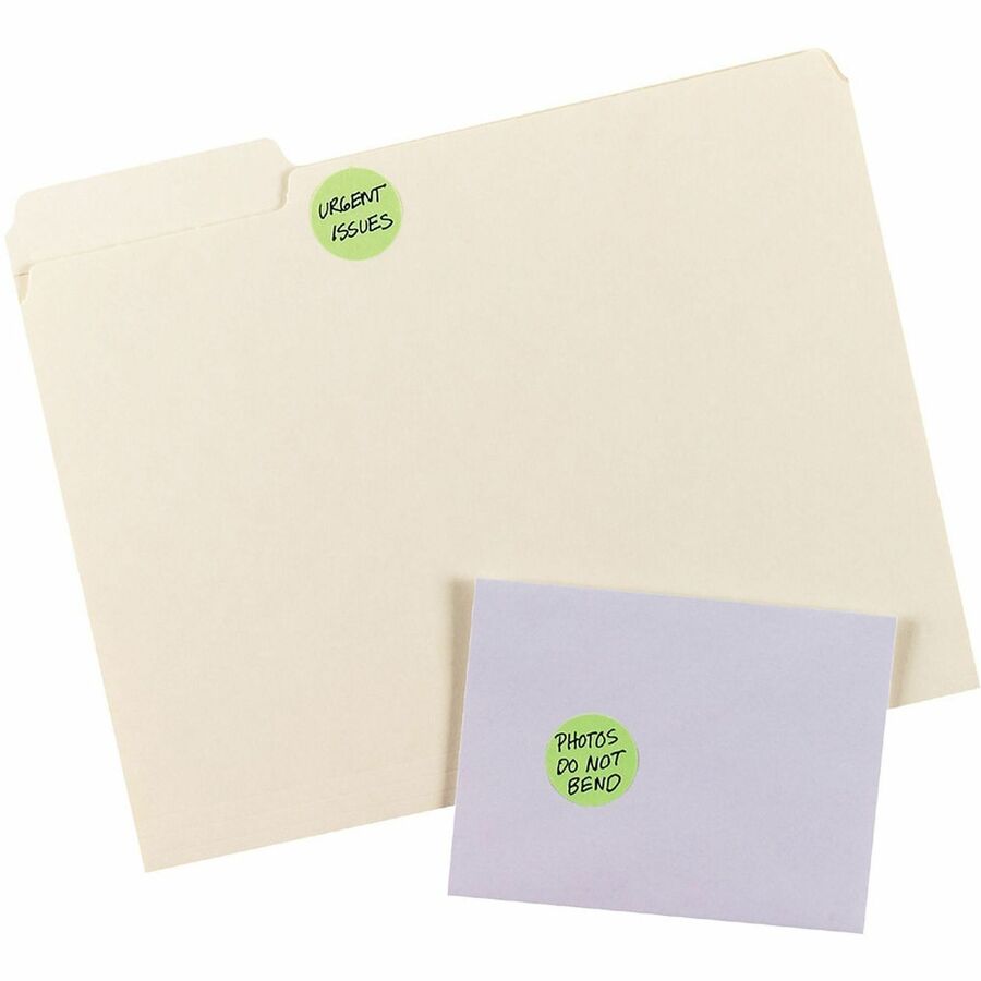 Avery® 1-1/4" Color-Coding Labels - 1 1/4" Diameter - Removable Adhesive - Round - Laser - Neon Green - 12 / Sheet - 400