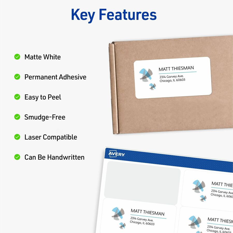 Avery Waterproof Labels, 3-1/3" x 4" , 300 Total (05524) - Waterproof - x 3 21/64" Width x 4" Length - Full Sheet - Perm