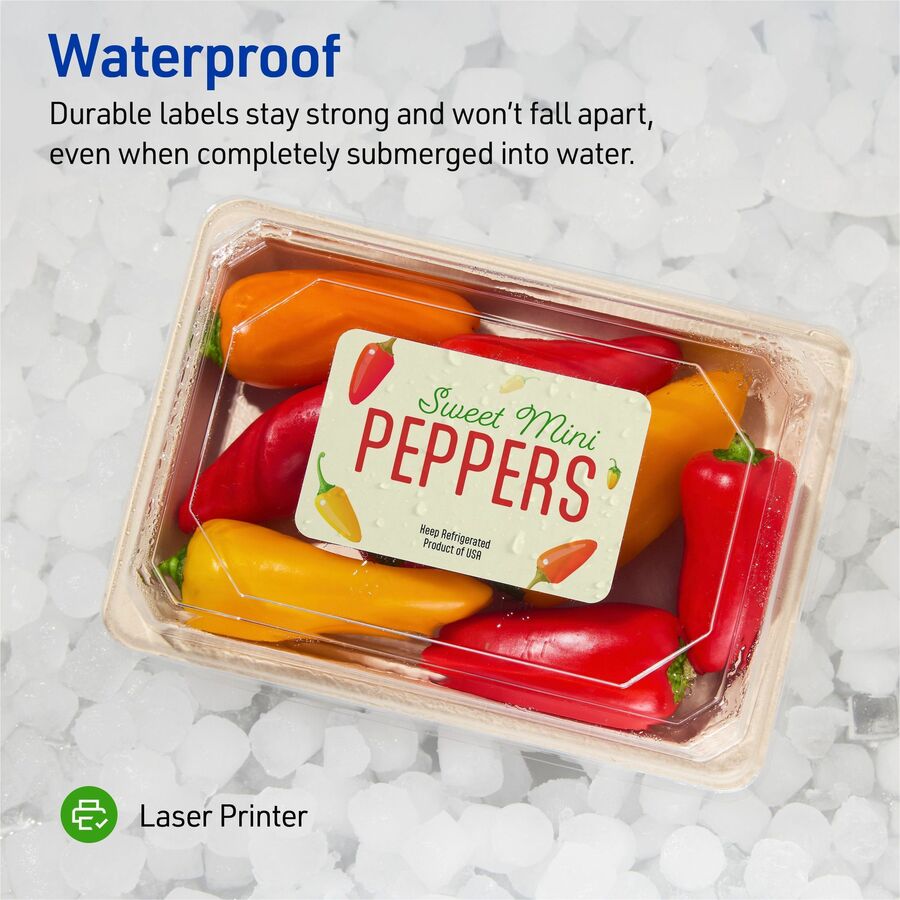 Avery® 5-1/2" x 8-1/2" Labels, Ultrahold, 100 Labels (5526) - Waterproof - x 5 1/2" Width x 8 1/2" Length - Permanent Ad