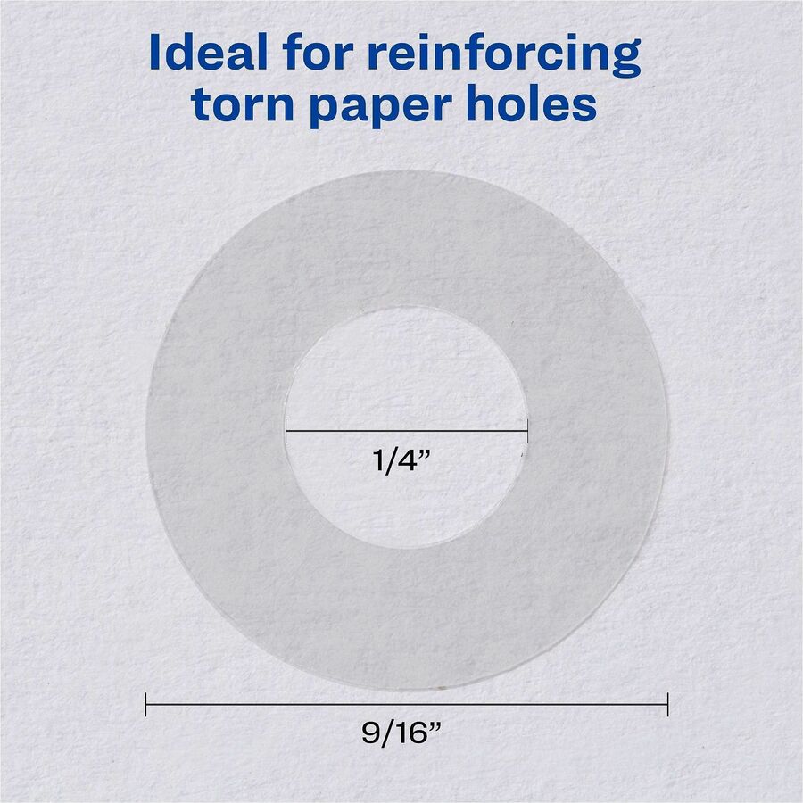 Avery® Hole Reinforcement Label Rings - 0.3" Diameter - Clear - Polyvinyl - 200 / Pack