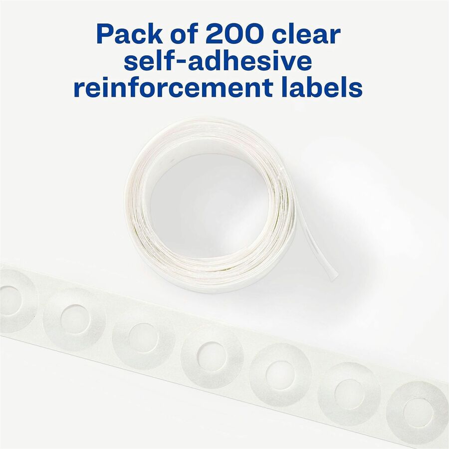 Avery® Hole Reinforcement Label Rings - 0.3" Diameter - Clear - Polyvinyl - 200 / Pack