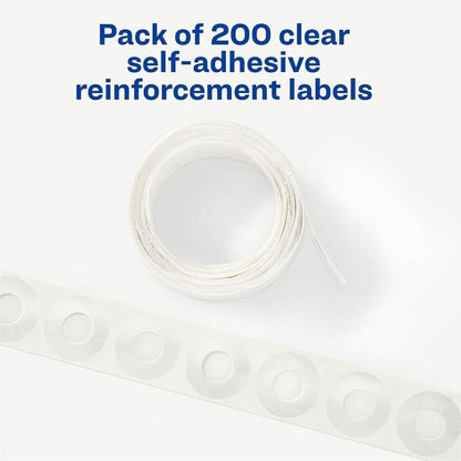 Avery® Hole Reinforcement Label Rings - 0.3" Diameter - Clear - Polyvinyl - 200 / Pack