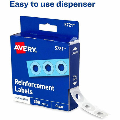 Avery® Hole Reinforcement Label Rings - 0.3" Diameter - Clear - Polyvinyl - 200 / Pack