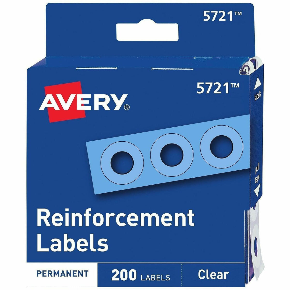 Avery® Hole Reinforcement Label Rings - 0.3" Diameter - Clear - Polyvinyl - 200 / Pack