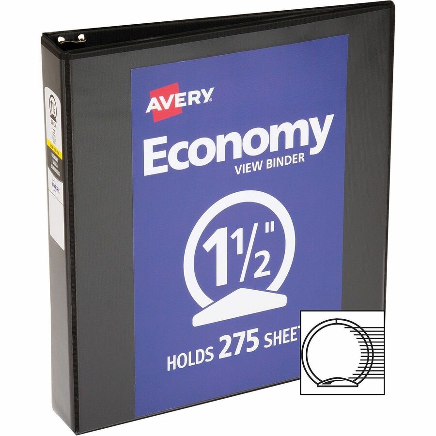Avery® Economy View Binder - 1 1/2" Binder Capacity - Letter - 8 1/2" x 11" Sheet Size - 275 Sheet Capacity - 3 Ring - F